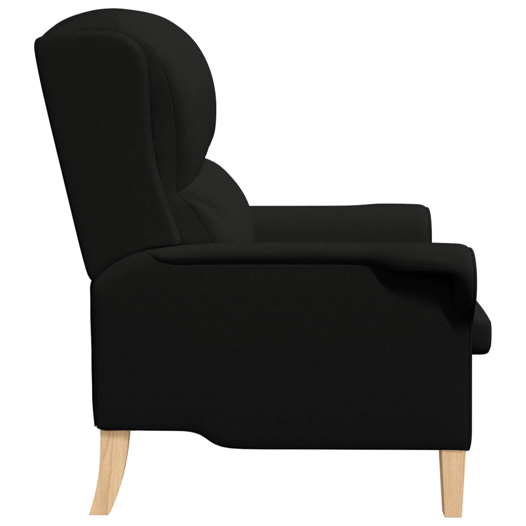 Poltrona Moderna Nera Tessuto Poliestere, Legno
