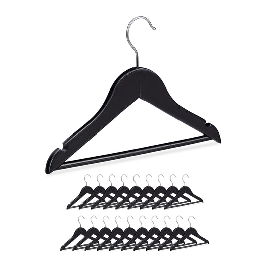 Set di 20 grucce in legno croci vestiti bambino bambino gancio girevole tacche nere metallo nero 20 13_0000759