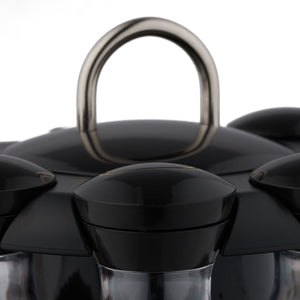 Espositore portaspezie rotante 8 vasi trasparenti e neri 13_0002344