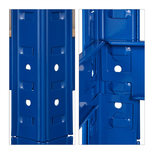 Banco da lavoro garage con ripiani per carichi pesanti 900 kg supportato da agganciare 5 livelli cantina 180 cm blu 13_0001063