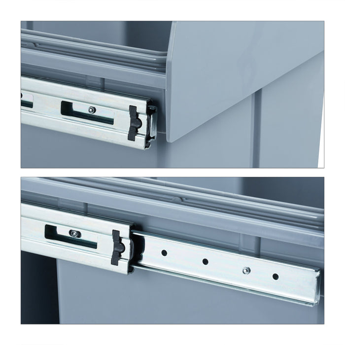 Pattumiera da cucina a 3 scomparti ABS grigio 13_0002324