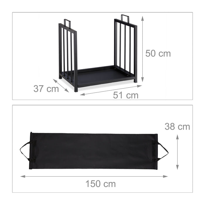 Supporto legna per camino in acciaio nero da 51 cm 13_0002543