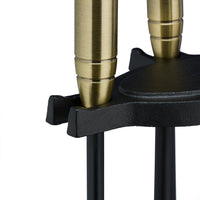 Set servitore per camino 5 pezzi acciaio ottone accessorio pala scopa porta attizzatoio nero 13_0002444