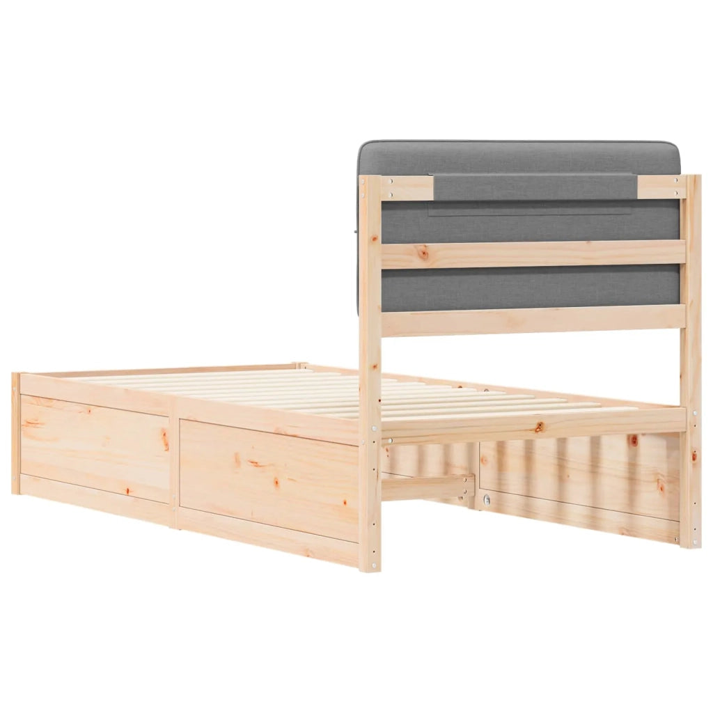 Letto con Testiera Rivestita Grigio chiaro 80 x 200 cm