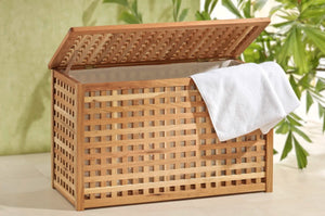 Cesto per la biancheria, extra largo, design a traliccio, legno di noce