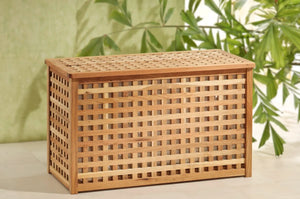 Cesto per la biancheria, extra largo, design a traliccio, legno di noce