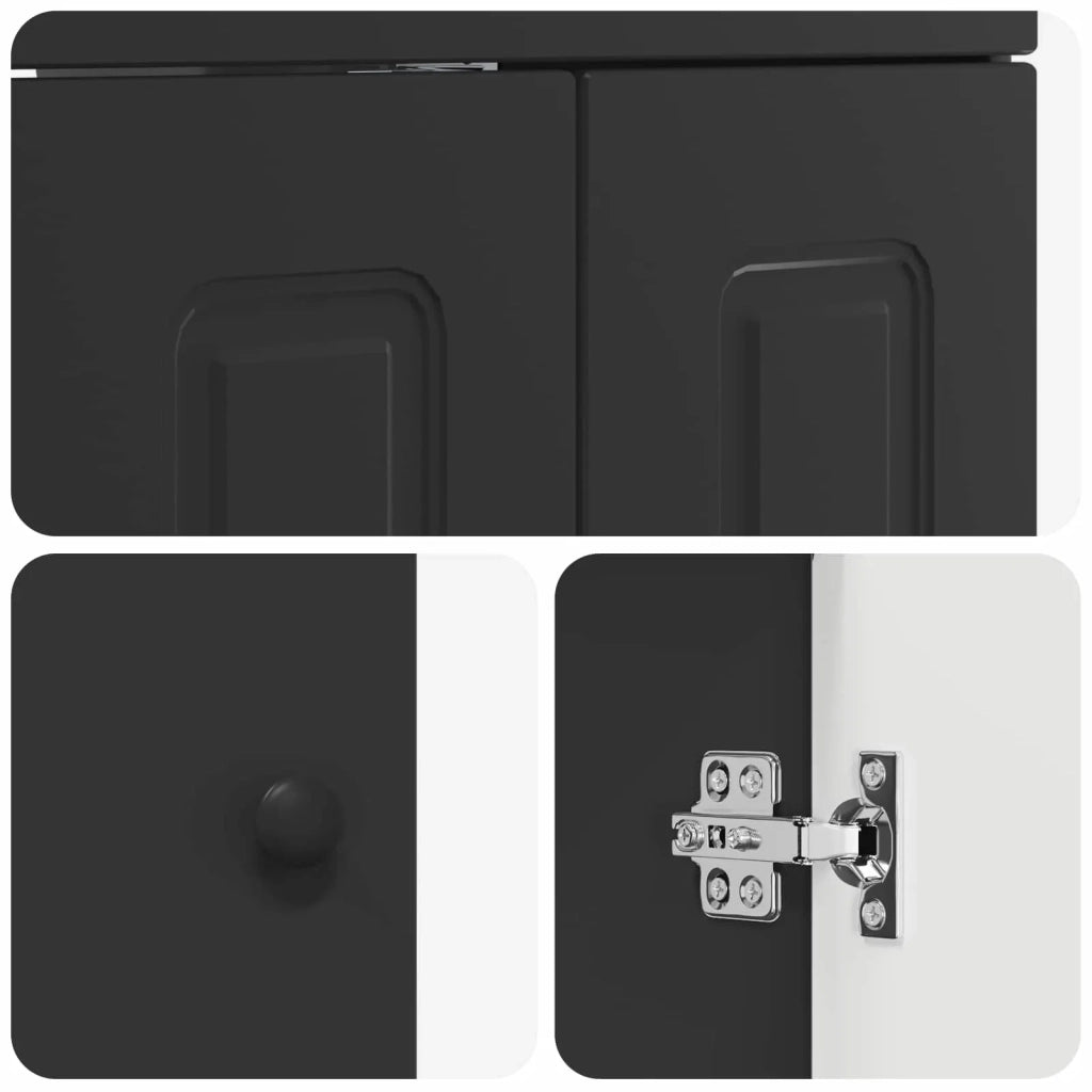 Mobiletto da Bagno Sotto Lavabo Rovere Nero 56 x 37,5 x 81 cm