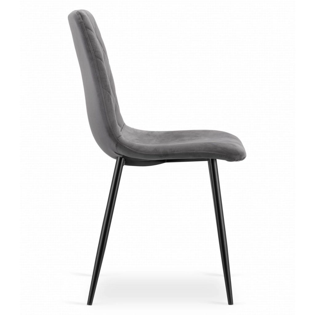 Sedia Turin in velluto grigio scuro con gambe in metallo