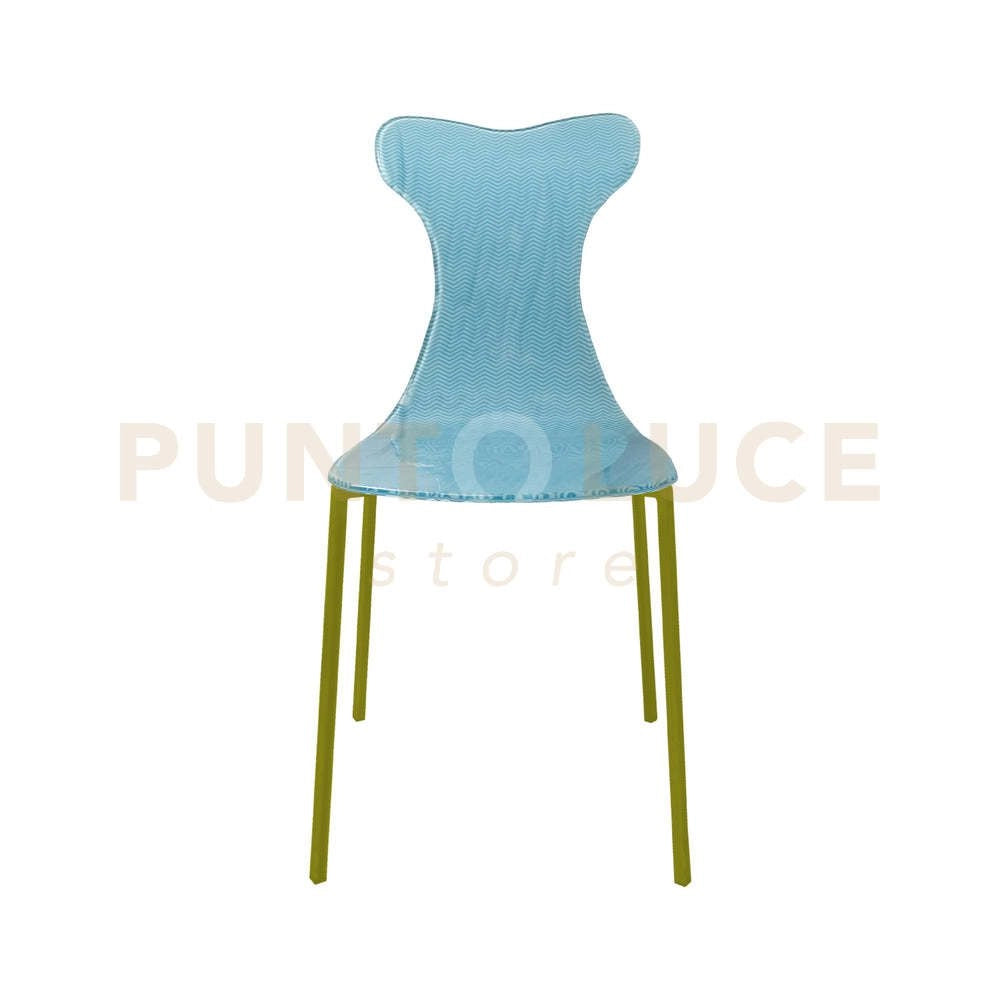 SEDIA VITTY IN CRISTALLO ACRILICO DECORATO E TAVGLIATO A LASER MODERN