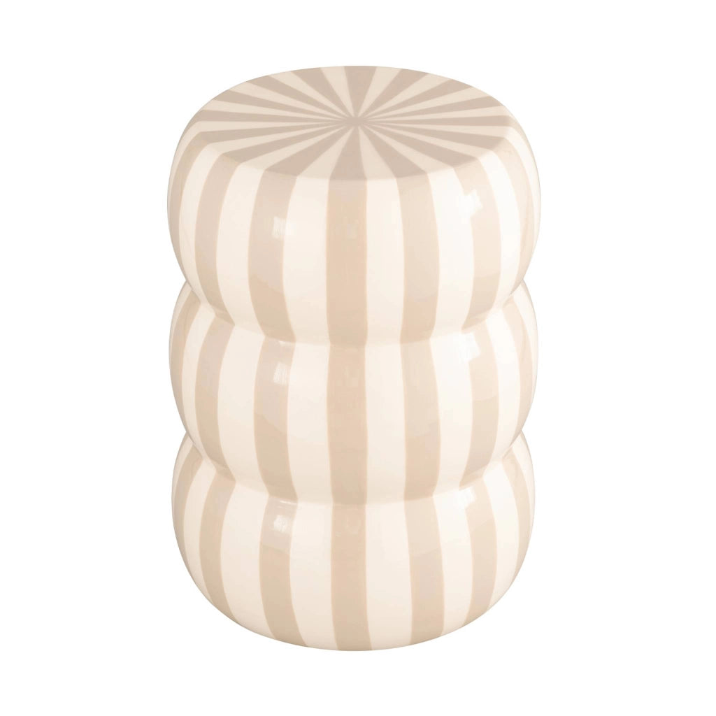 Tavolino da salotto in acciaio smaltato a righe, 46cm, beige