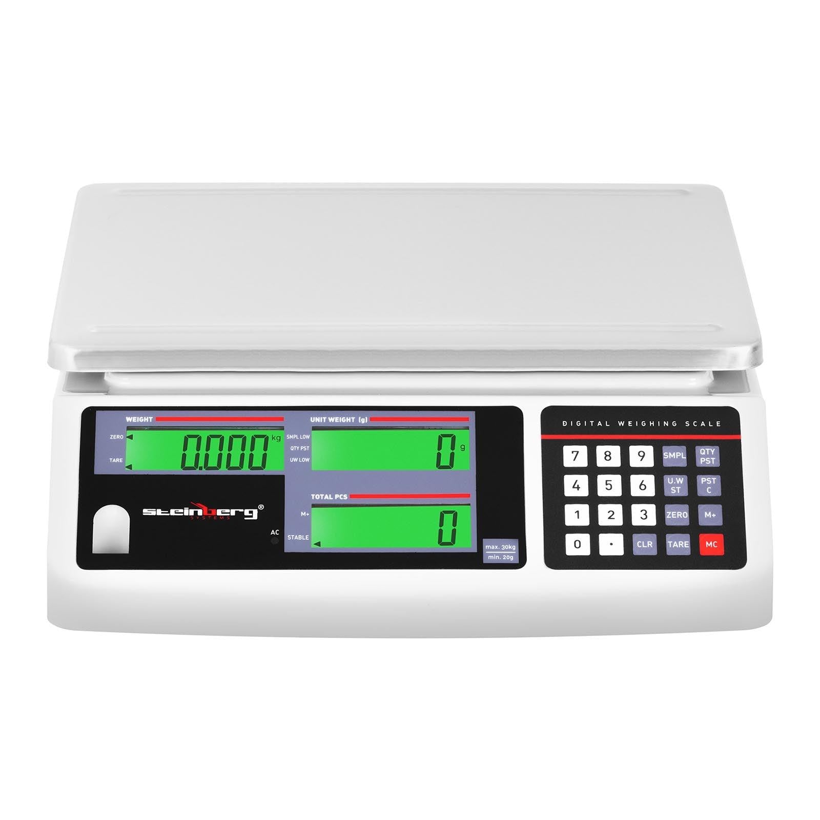 Bilancia contapezzi - 30 kg / 1 g - 3 schermi LCD - Batteria 72 h 14_0000595