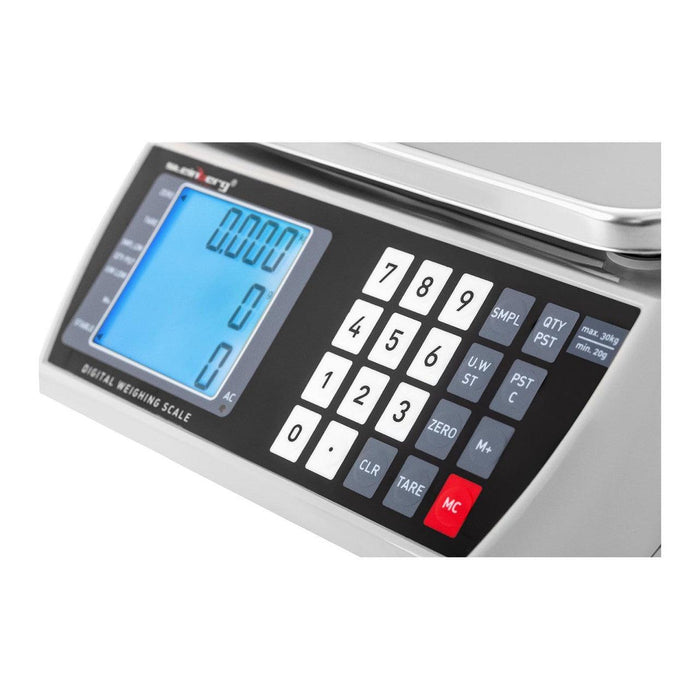 Bilancia contapezzi 30 kg / 1 g LCD batteria 72 h acciaio inox plastica 14_0000596