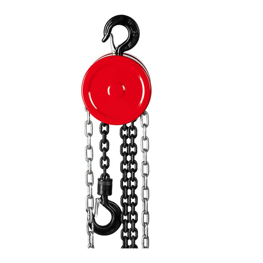 Paranco a catena meccanico manuale con puleggia 1 tonnellata (capacità di carico: 1.000 kg, altezza di sollevamento: 6 m, materiale: acciaio al carbonio, cromato, maglie della catena: 6 mm) 14_0007157