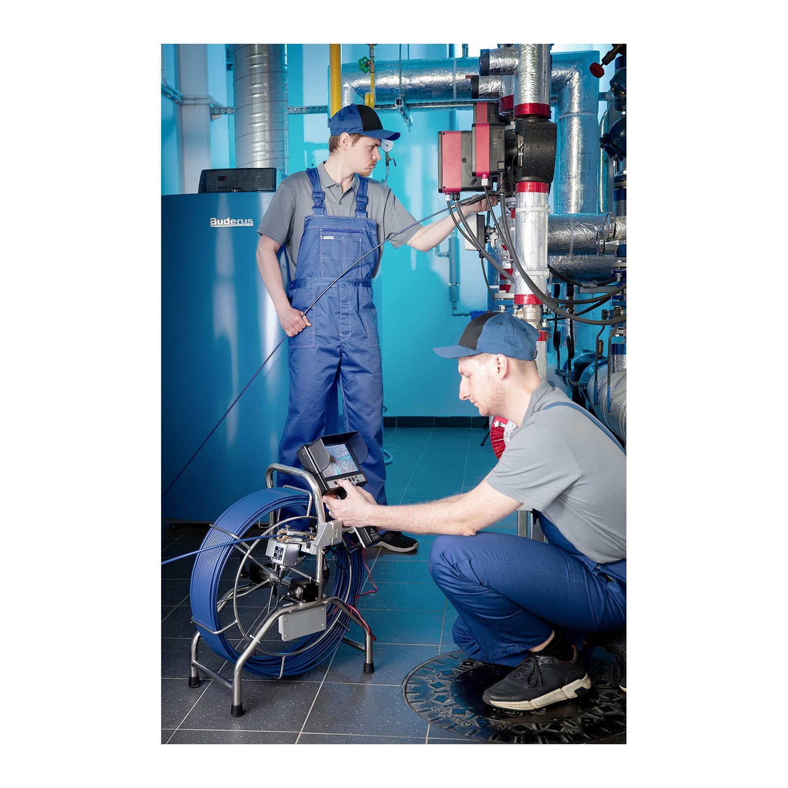 Telecamera per ispezione tubi telecamera endoscopica telecamera per ispezione tubi telecamera per tubi 60 m 42 LED schermo a colori TFT da 7 pollici 14_0005479