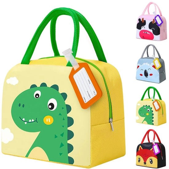 Tas Termico per Bambini - Animali Cartoon - Fazzoletto di Oxford - 23 x 19 x 12 cm - Ideale per la Scuola - Scatola di Lusso