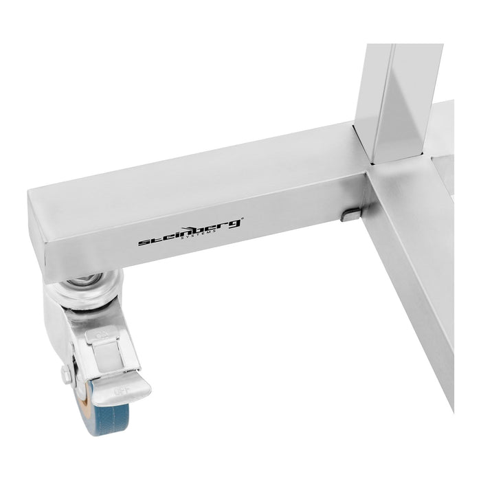 Tavolo Mayo - su rotelle - 600 x 400 mm - regolabile in altezza - acciaio inox / gomma 14_0007640