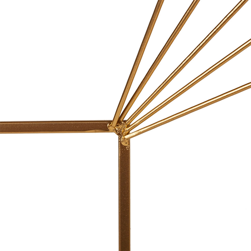 Tavolino angolare in legno e metallo oro 45x35x55h