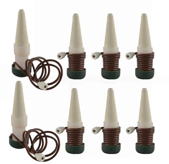 Stecchi per l'acqua automatici - 8 Pack - Irrigatore per piante - Rilascio lento dell'acqua - Coniche ceramiche - Ideali per interni/esterni