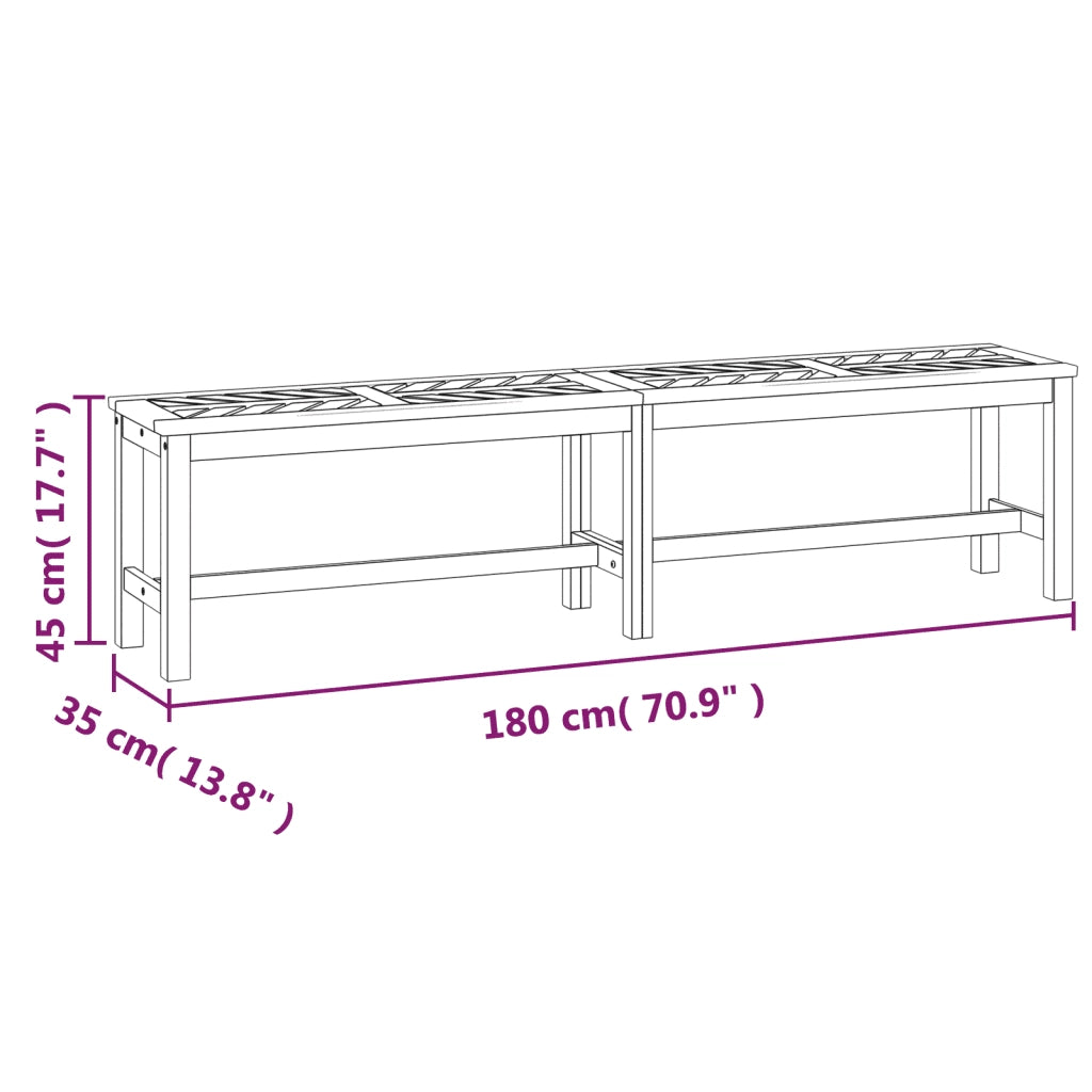 Panca da Corridoio-Sgabello-Panca da esterno 180 cm in Legno Massello di Acacia