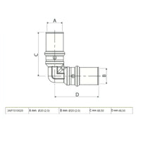 Raccordo a pressare curvo D.20x20 3AP1510020 per multistrato