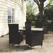 Set da Pranzo da Giardino 5 pz con Cuscini in Polyrattan Nero 3094867