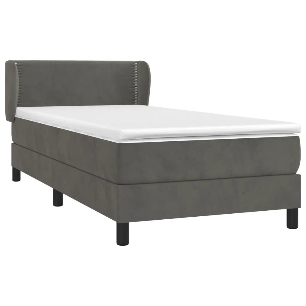 Giroletto a Molle con Materasso-Struttura Letto Grigio Scuro 90x190 cm Velluto 804686
