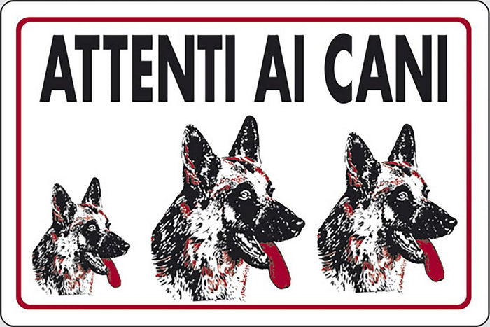 Cartello Attenti ai Cani abitazioni privati 30CMx20CM
