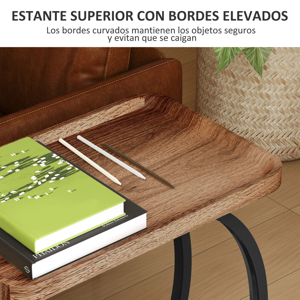 Tavolino con Ruote Forma C ¨C Xylo ¨C Marrone e Nero 52x34x60 cm
