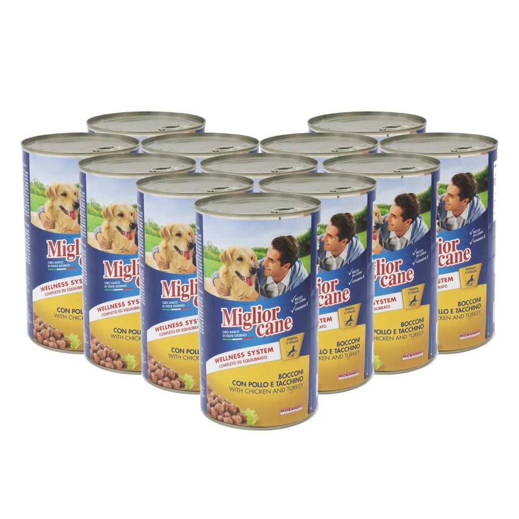 MIGLIOR CANE BOCCONCINI DI POLLO E TACCHINO IN 12  CONFEZIONI DA 1250 GR CIASCUN
