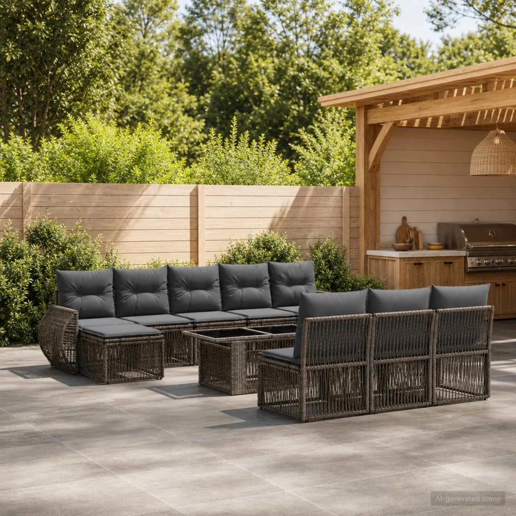 Set Divano da Giardino 11 pz Grigio e Grigio Scuro polyrattan 3437000