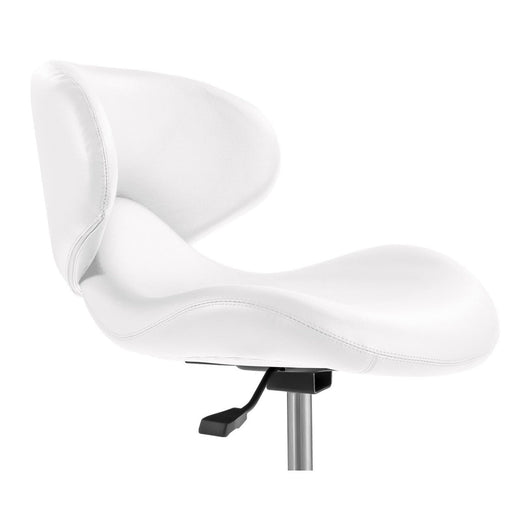 Sgabello seduta sedia su ruote alzata a gas con schienale bianco 14_0003740