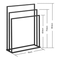 Porta asciugamani da terra in acciaio a 3 barre (3 barre, larghezza 65 cm, portata 6 kg, grigio scuro) 14_0004421