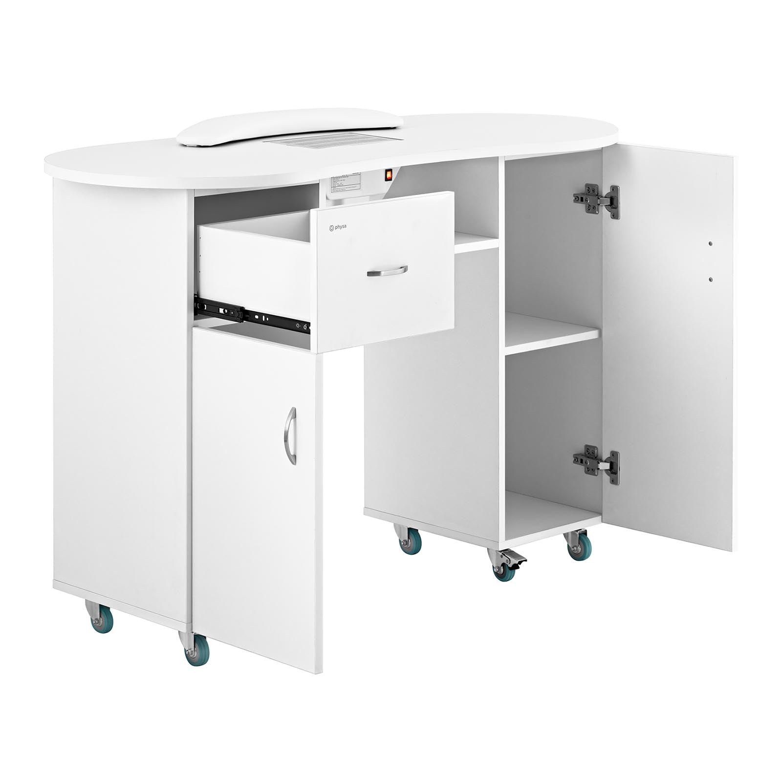 Tavolo manicure 120 x 503 x 803 cm con ventosa e poggiamani bianco 14_0007708