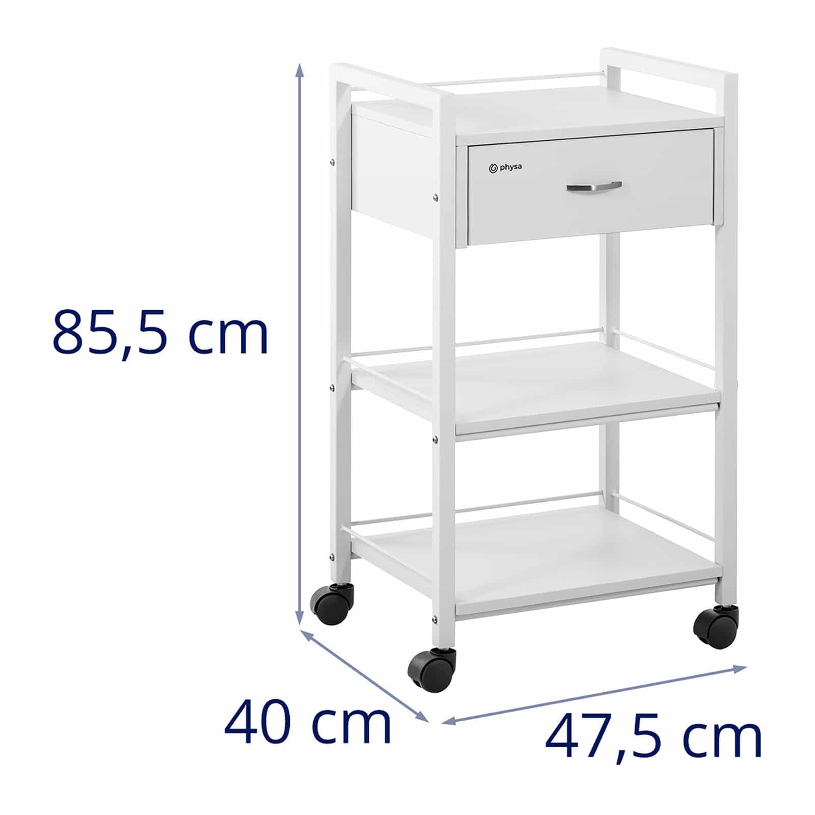 Carrello parrucchiere - 1 cassetto - 3 ripiani - 47,5 x 40 x 85,5 cm bianco 14_0007862