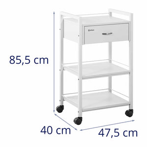Carrello parrucchiere - 1 cassetto - 3 ripiani - 47,5 x 40 x 85,5 cm bianco 14_0007862