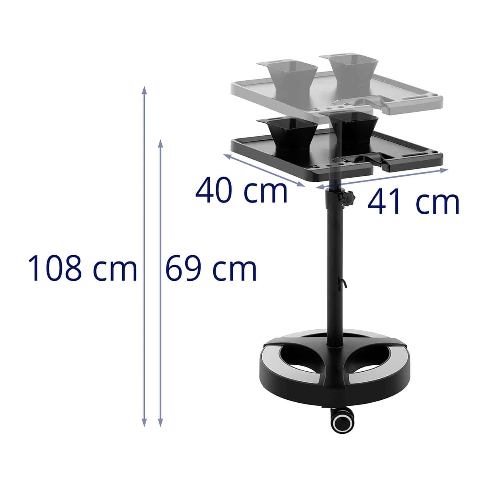 Carrello per parrucchiere - 10 kg - da 635 a 1020 mm - vassoio 400 x 400 mm 14_0007829