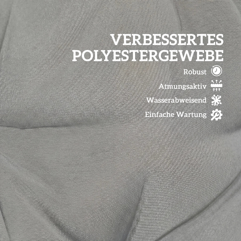 Cuscino per sedili esterno con schienale e cinghie; rivestimento idrorepellente per dentro e fuori; grigio chiaro