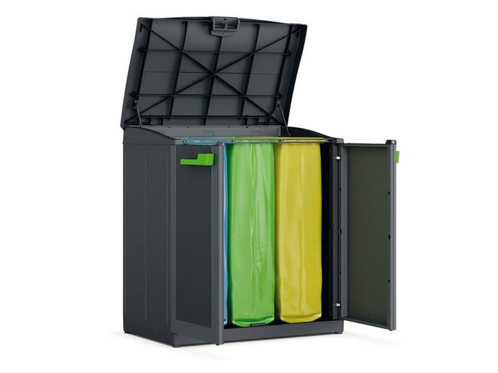 pattumiera moby compact store con 3 ante lt. 330 (110+110+110) cm.90x55x100 h col.antracite cod:ferx.vit48697