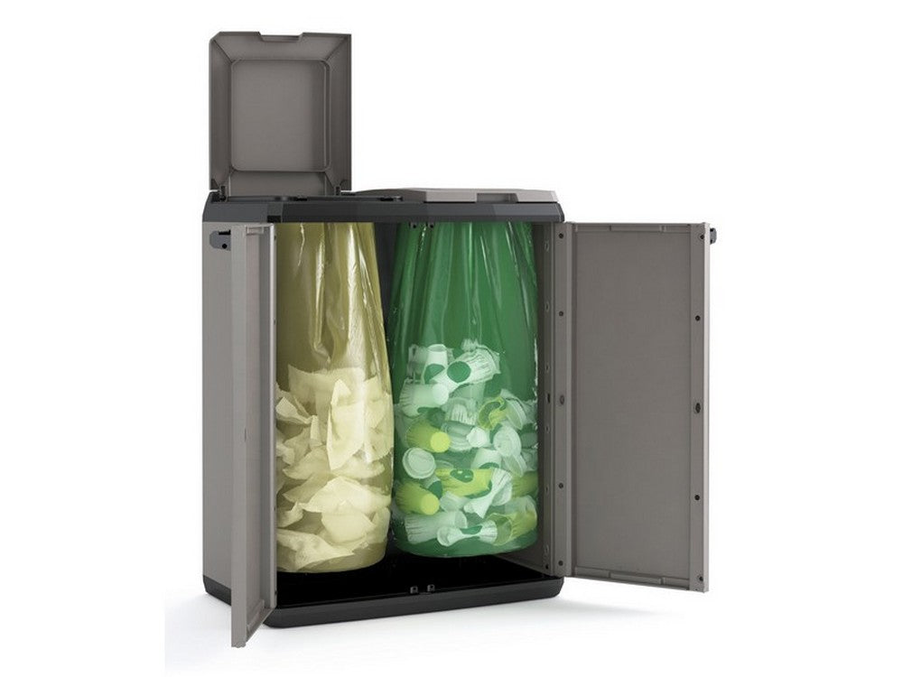 pattumiera basic con 2 ante lt. 220 (110+110) - cm.68x39x85h col. grigio cod:ferx.vit42324