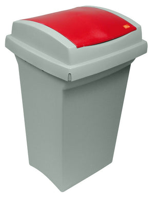 bidone recycling per differenziata lt. 50 - cm. 43x39x68h col. rosso/grigio cod:ferx.vit25689