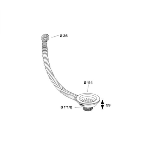 Piletta con cestello per lavello cucina HOOK FLEX ø114 mm x 1"1/2 con troppopieno estensibile
