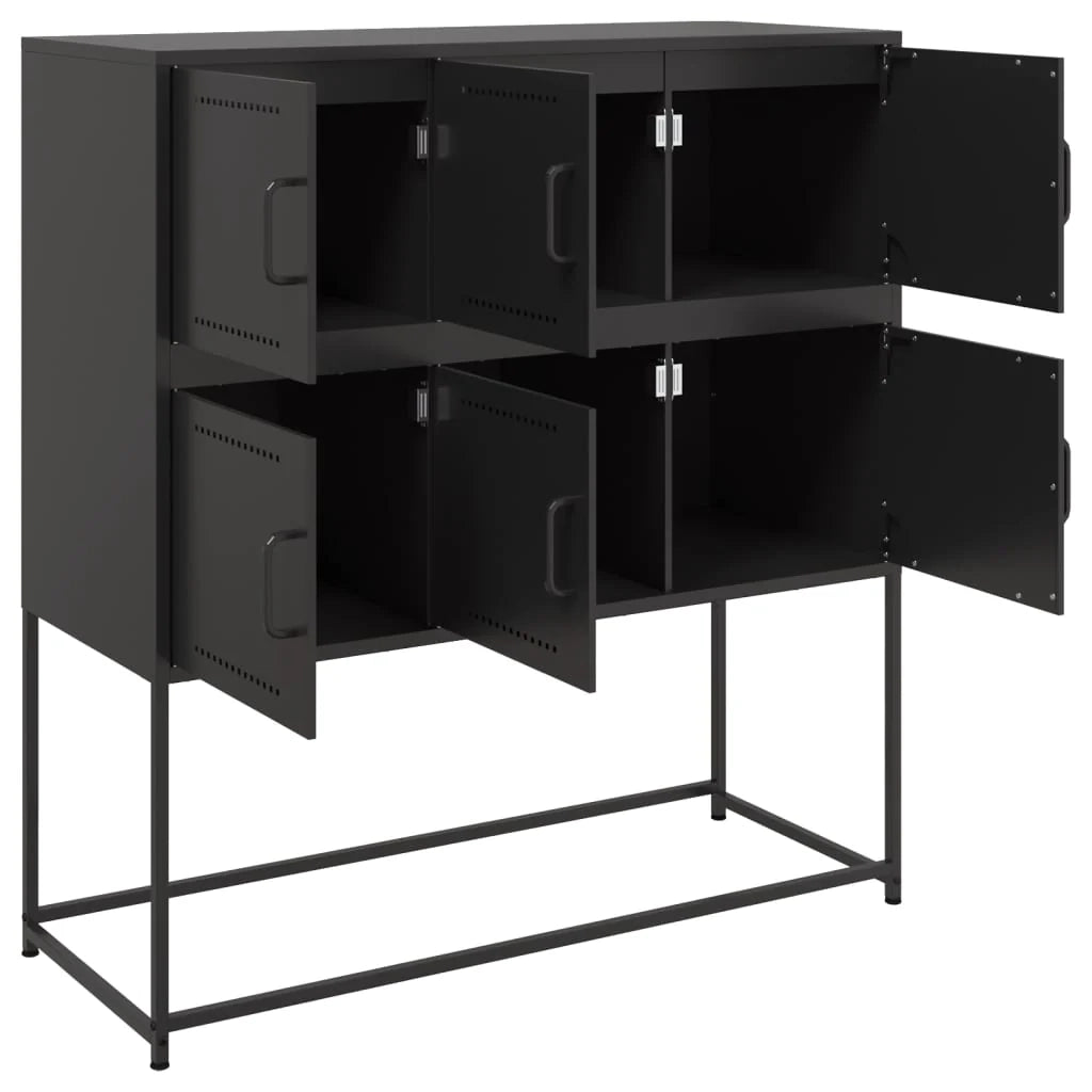 Buffet credenza cassettiera armadio mobile contenitore organizer per cucina soggiorno salotto 100,5 x 39 x 107 cm acciaio nero 02_0035779