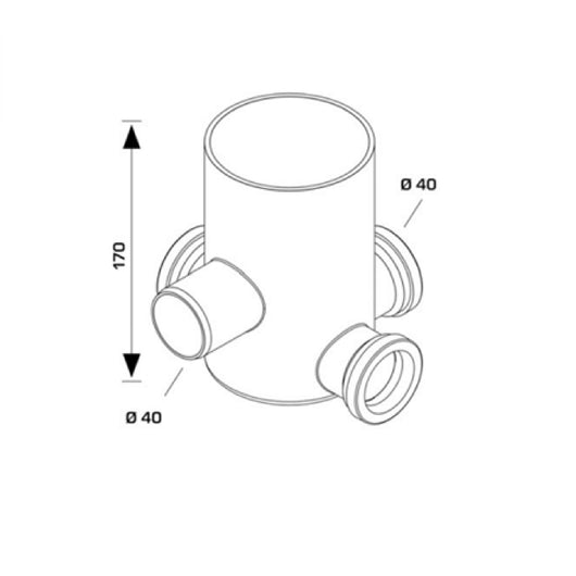 Pozzetto RG alto H 170 mm scarico Ø 40 scarichi per pavimento quattro vie scarico/ricevimento