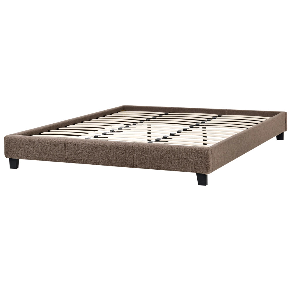 Letto 180 x 200 cm in bouclé bianco crema con rete a doghe senza testiera 180 x 200 cm