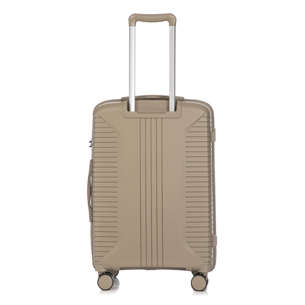 Set di 3 valigie rigide in pp con ruote doppie a 360°, ganci laterali e lucchetto a combinazione champagne 48,5 × 32 × 74 cm