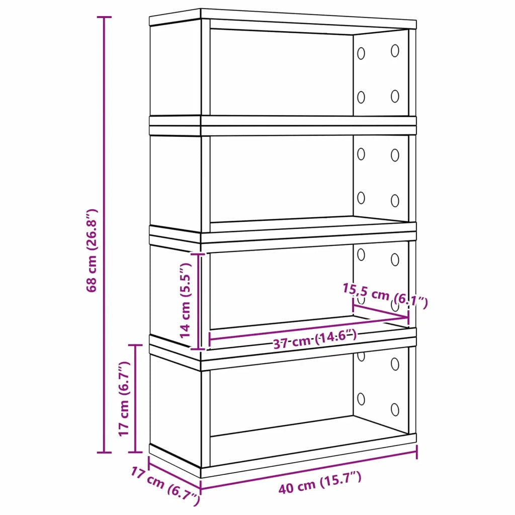 Rack per Stoccaggio CD 4 pz Legno antico 40 x 17 x 17 cm 8012726