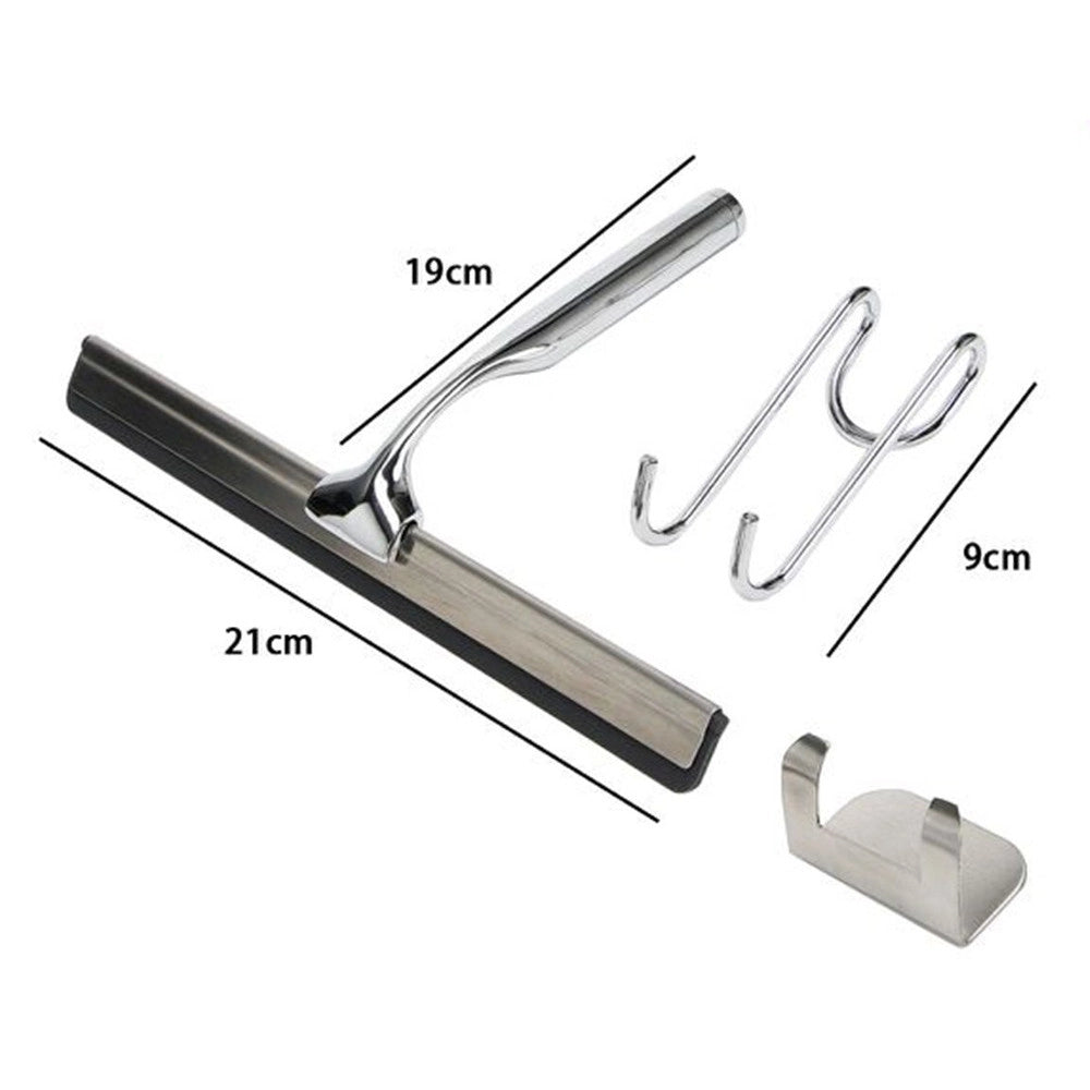 Trade Shop - Set Tergivetro Per Doccia Con Gancio Muro Adesivo Doppio Appendino Porta Box Cromo 87834 -