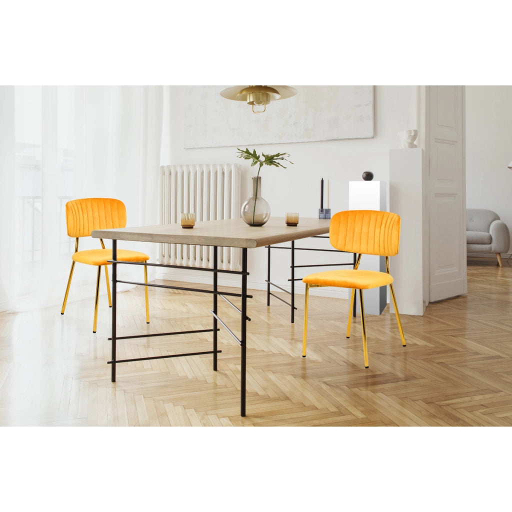 Set di 2 sedie Giselle in velluto arancione chiaro e oro
