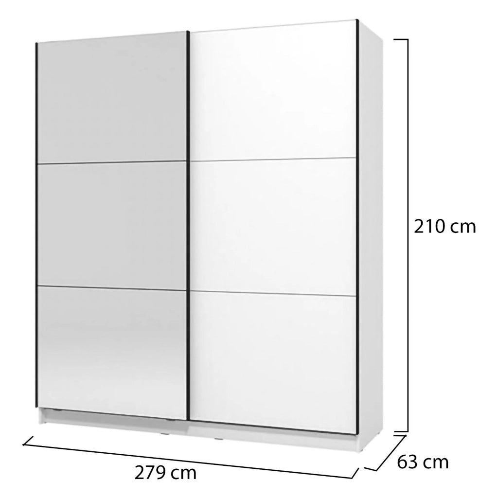 Armadio Camera da Letto Verzino, Guardaroba Grande Appendiabiti, 179x210h cm Bianco