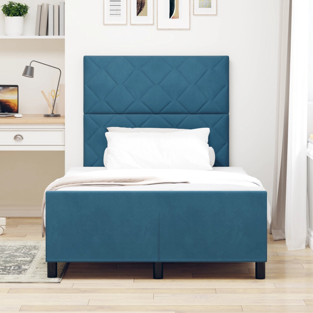 Rete Letto in Velluto Blu Scuro 120x190 cm
